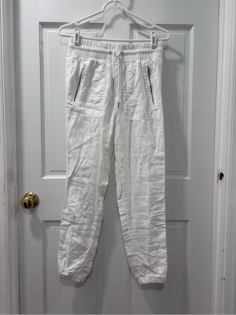 Athleta Women’s Cabo 100% Linen Joggers Size 0 White Lightweight Athleisure - Picture 2 of 9